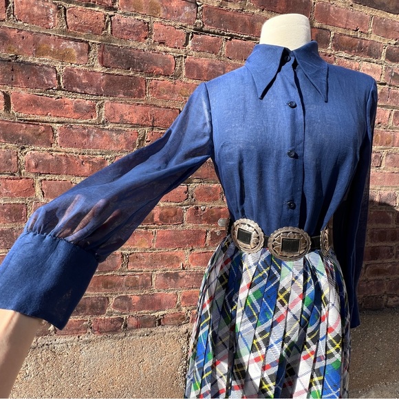 Killer vintage 60s-70s California Girl pleated long sleeve maxi dress size small - Picture 3 of 11